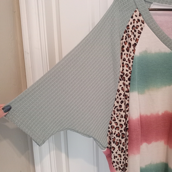 Watermelon leopard tye dye dolman loose top S - Picture 7 of 8